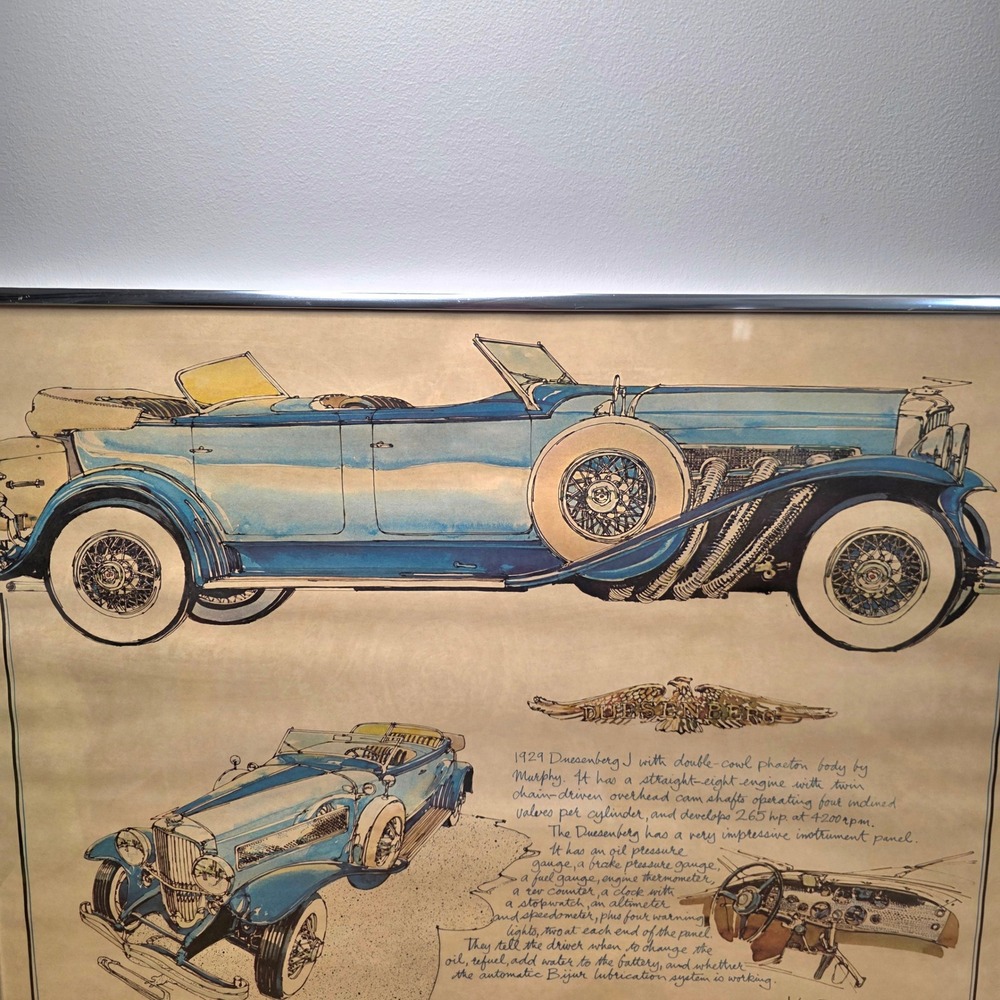 Ken Dallison 1929 Duesenberg J Phaeton Body 20" x 15" Signed‎ Framed Print - Picture 4 of 8